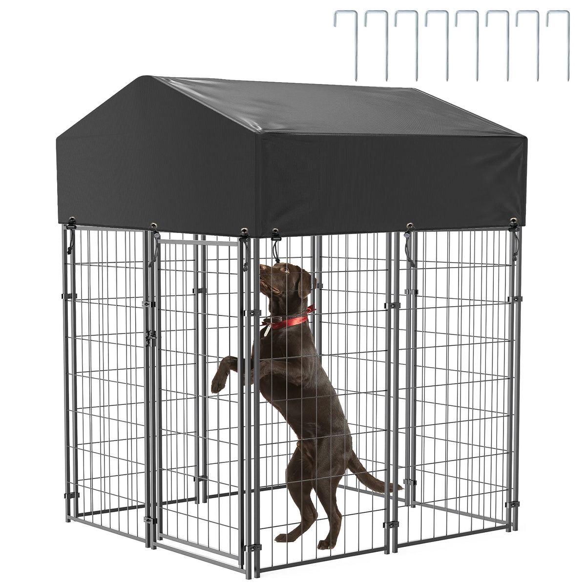 BINGOPAW Welded Wire Outdoor Dog Kennel With Weatherproof Canopy Cover