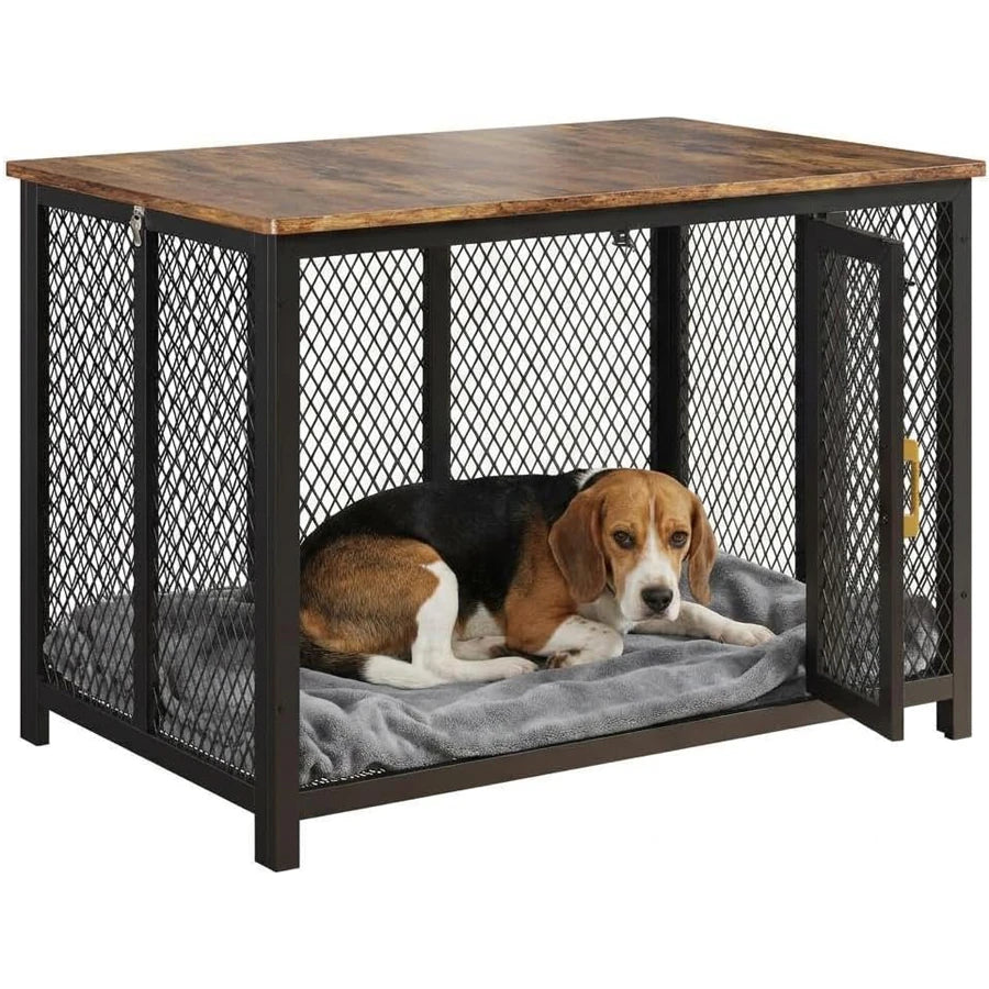 Extra Large Iron Dog Crate With Double Doors And Storage