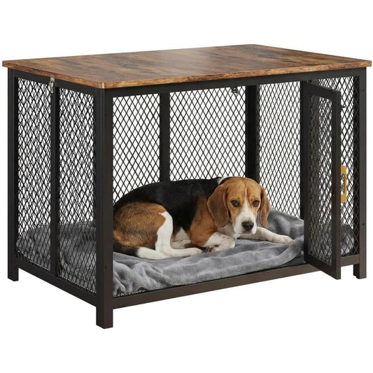 Extra Large Iron Dog Crate With Double Doors And Storage
