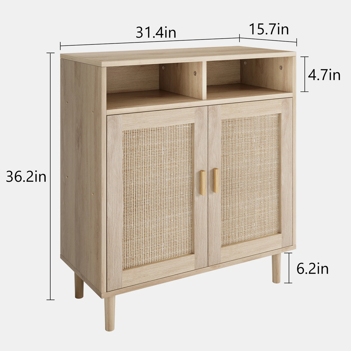 HiMISS Rattan Sideboard Cabinet With Shelves For Living Room Storage