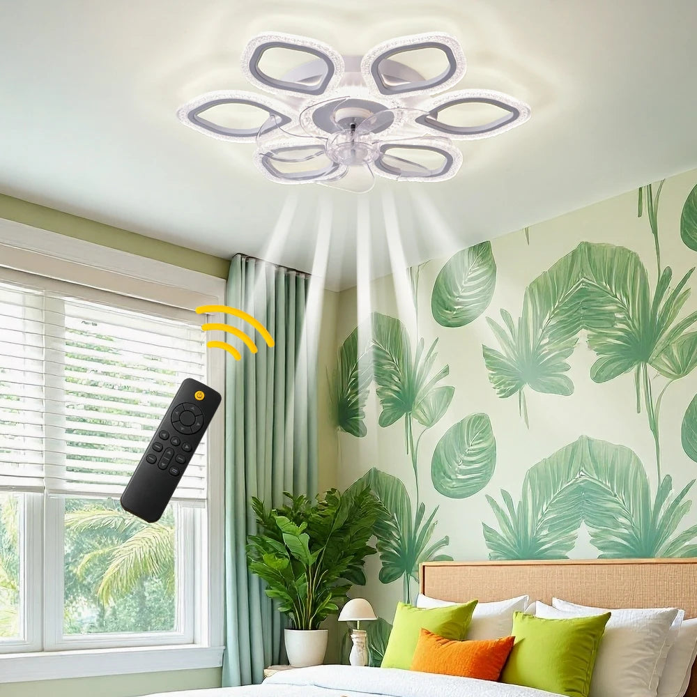 Six Petal Ceiling Fan With Dimmable Light And Reversible Motor