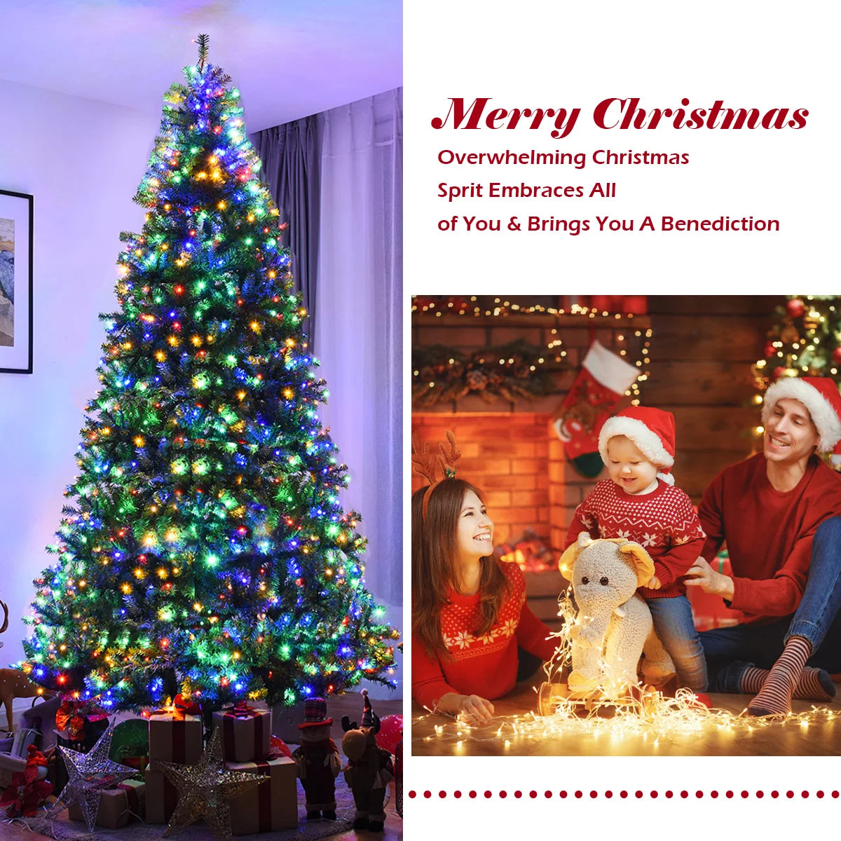 9Ft Pre-Lit Artificial Christmas Tree Premium Hinged w/ 1000 LED Lights & Stand