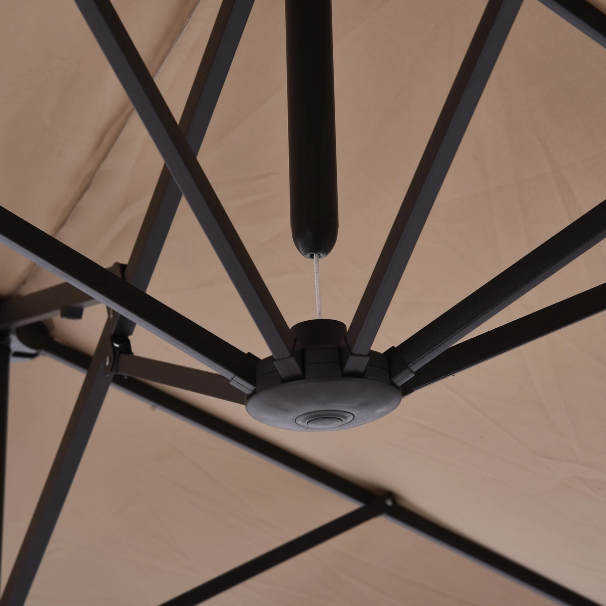 15 ft Outdoor Double-Sided Market Patio Umbrella Steel Rectangular - Tan