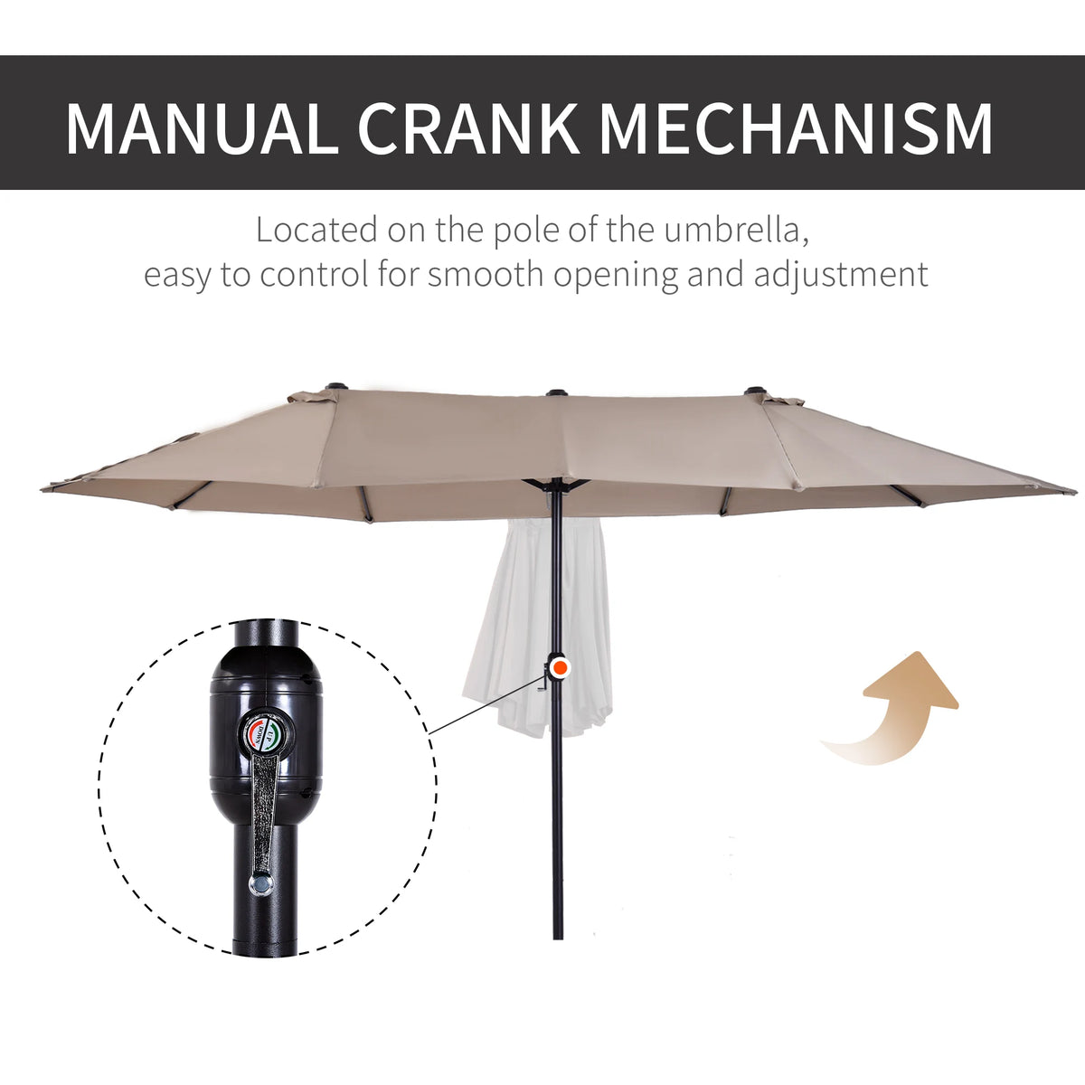15 ft Outdoor Double-Sided Market Patio Umbrella Steel Rectangular - Tan