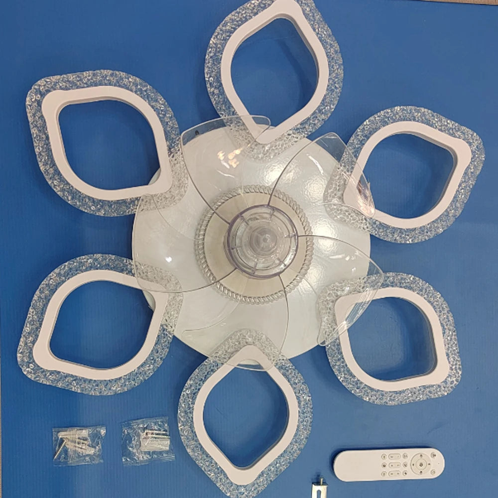 Six Petal Ceiling Fan With Dimmable Light And Reversible Motor