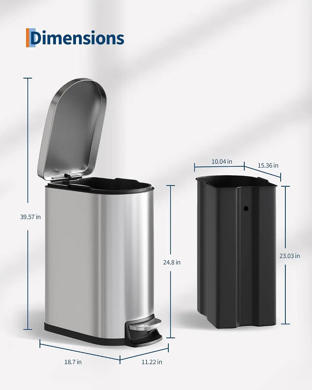 Stainless Steel Pedal Trash Can With Soft Close Lid