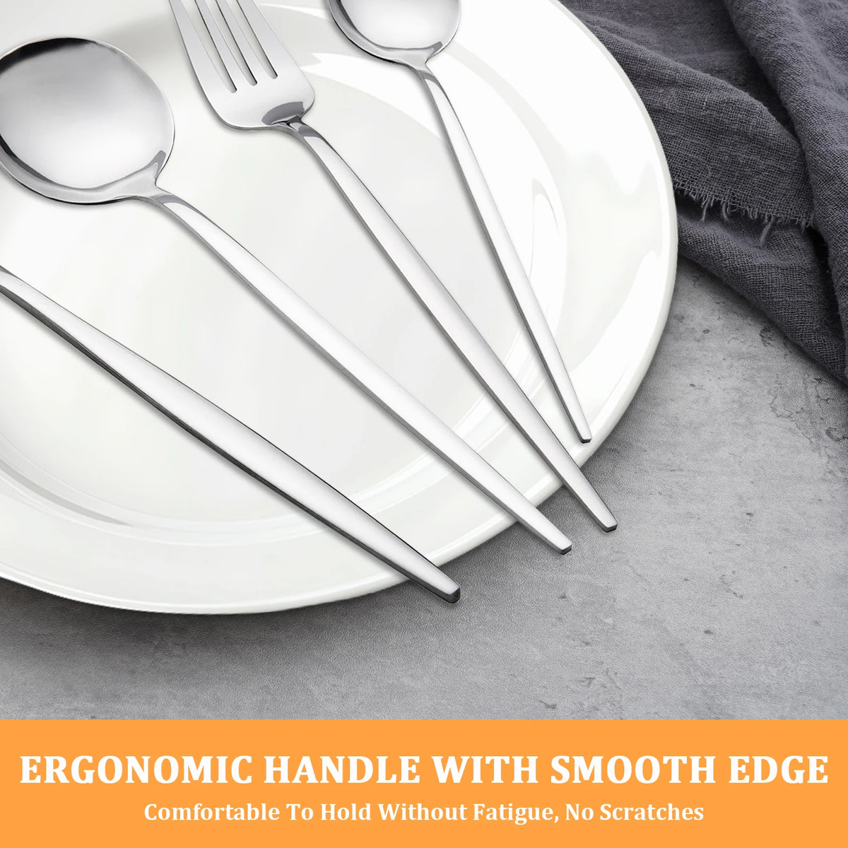 KOOMADE 24Pcs Stainless Steel Cutlery Set, Service for 6, Mirror Polished Salad Forks Knives Spoons, Dishwasher Safe for Home Holiday Gift